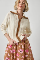 Lilla P Contrast Zip Cardigan