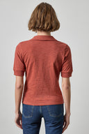 Lilla P Elbow Sleeve Collared Split Neck Top