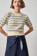 Lilla P Short Sleeve Multi Stitch Pullover Sweater
