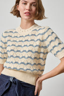 Lilla P Short Sleeve Multi Stitch Pullover Sweater