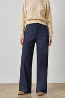 Lilla P High-Rise Wide-Leg Denim Trouser – Dark Wash