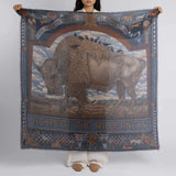 Sabina Savage Secrets of the Bison Cashmere Chambray/Stone 135 x 135cm