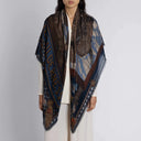 Sabina Savage Secrets of The Bison Cashmere Shawl 135 – Chambray/Stone