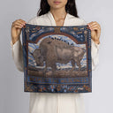 Sabina Savage Secrets of The Bison Silk Twill Scarf 42 – Chambray/Stone