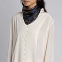 Sabina Savage Secrets of The Bison Silk Twill Scarf 42 – Chambray/Stone