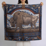 Sabina Savage Secrets of the Bison Silk Twill Chambray/Stone 90 x 90cm