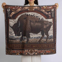 Sabina Savage Secrets of The Bison Silk Twill Scarf 90 – Sanguine/Silver