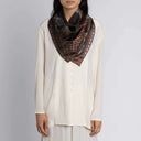 Sabina Savage Secrets of The Bison Silk Twill Scarf 90 – Sanguine/Silver