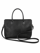 B. May | Small Daybag Black Embossed Lizard