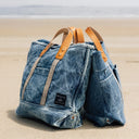 Small Zipper Tote | Washed Denim