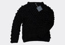 Front view of the Sphere One Buoy M5 sweater in Black, a hand-knit baby alpaca style with dramatic bobble texture and lightweight volume.