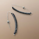 Simon Alcantara Stellar Arc Earrings – Sterling Silver Handwoven with Terahertz & Antique Silver Cord