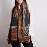 Pheasant Tree in Forrest/Saffron - Cashmere Stole