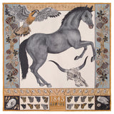 Sabina Savage Texas Stallion Silk Twill Garnet/Black 90 x 90cm