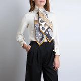 Sabina Savage Texas Stallion Silk Twill Garnet/Black 90 x 90cm