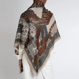 Sabina Savage The Tiger Trap Cashmere Porcelian/ Moss 135 x 135cm