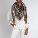 Sabina Savage The Tiger Trap Wool Silk Shawl 135 – Porcelain/Moss