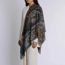 Sabina Savage The Wolf You Feed Wool Silk Shawl 135 – Gunmetal/Gloaming