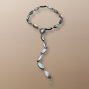 Simon Alcantara The Illuminated Current Necklace – Black South Sea Mother of Pearl, Sterling Silver & White Topaz Handwoven Centerpiece