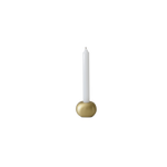 Brushed brass candle holder with modern circular design by Tina Frey, handcrafted in San Francisco.