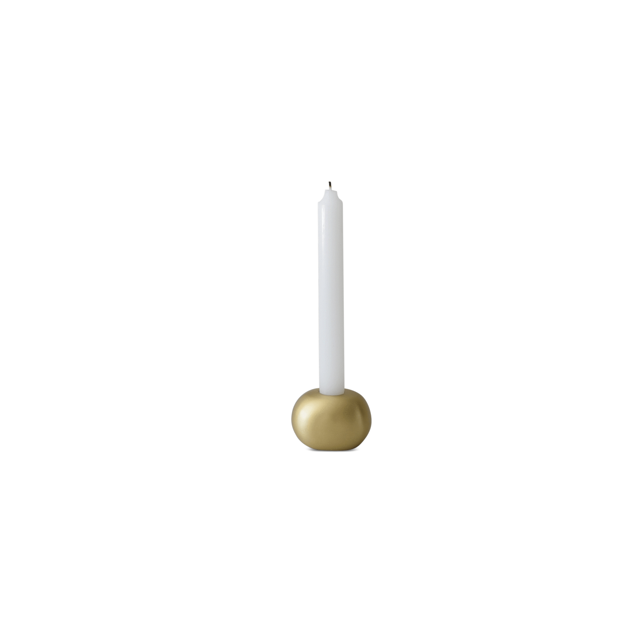Brushed brass candle holder with modern circular design by Tina Frey, handcrafted in San Francisco.