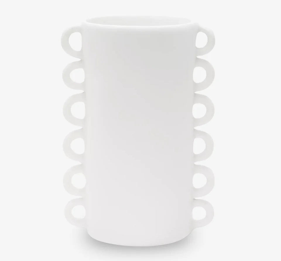 Tina Frey Loopy Large Vase in white resin, featuring organic silhouette and playful texture.