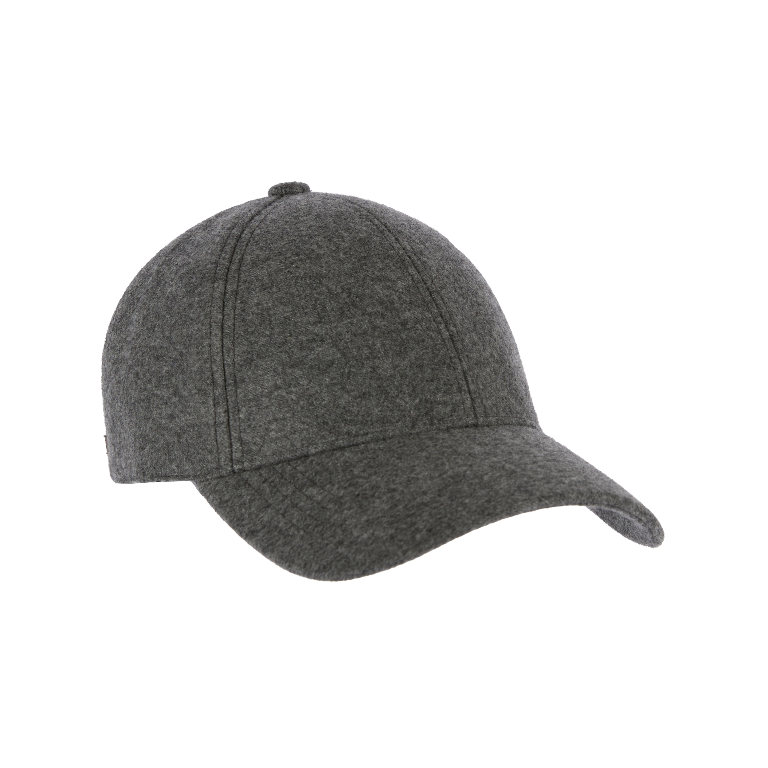 Front view of Varsity Headwear 100% Loro Piana Cashmere Cap in Flint Grey, showcasing mid-profile 6-panel design.