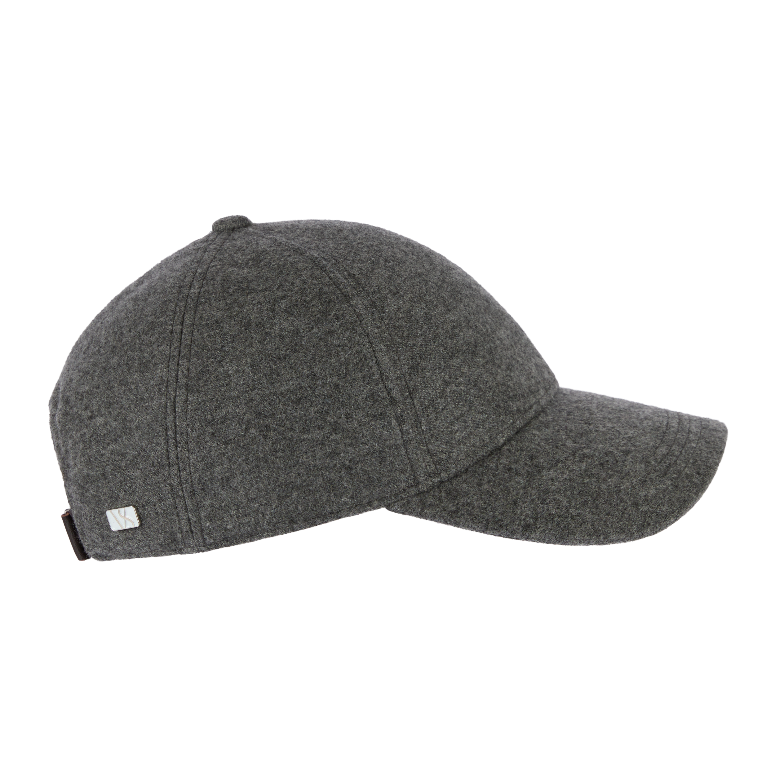 Side view of Flint Grey Varsity Headwear Cashmere Cap, soft front shaping for elegant fit.