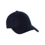 Front view of Varsity Headwear 100% Cashmere Cap in Navy Blue, crafted from Loro Piana cashmere with a timeless silhouette.