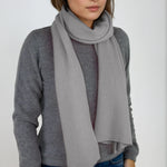 light gray cashmere Scottish cashmere poncho designed in Telluride and made in the USA. A versatile, elegant winter wrap for all body types.