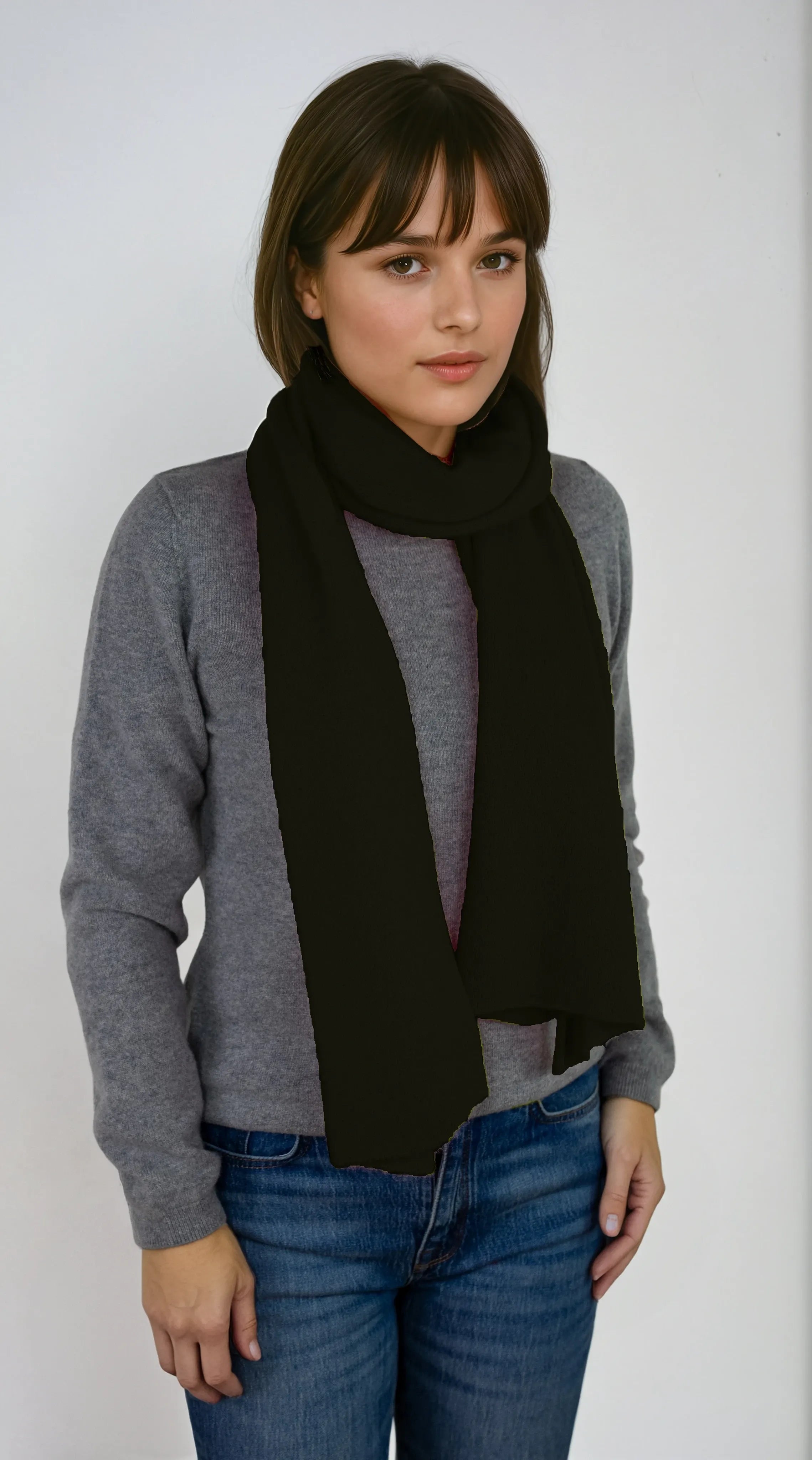 Lightweight charcoal gray cashmere Scottish cashmere scarf designed in Telluride and made in the USA. A breathable, everyday accessory for understated luxury.