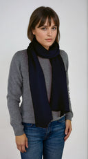 Lightweight navy blue cashmere Scottish cashmere scarf designed in Telluride and made in the USA. A breathable, everyday accessory for understated luxury.