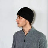 Ribbed cashmere beanie with extra crown room, designed in Telluride and made in the USA. A cozy unisex winter essential.