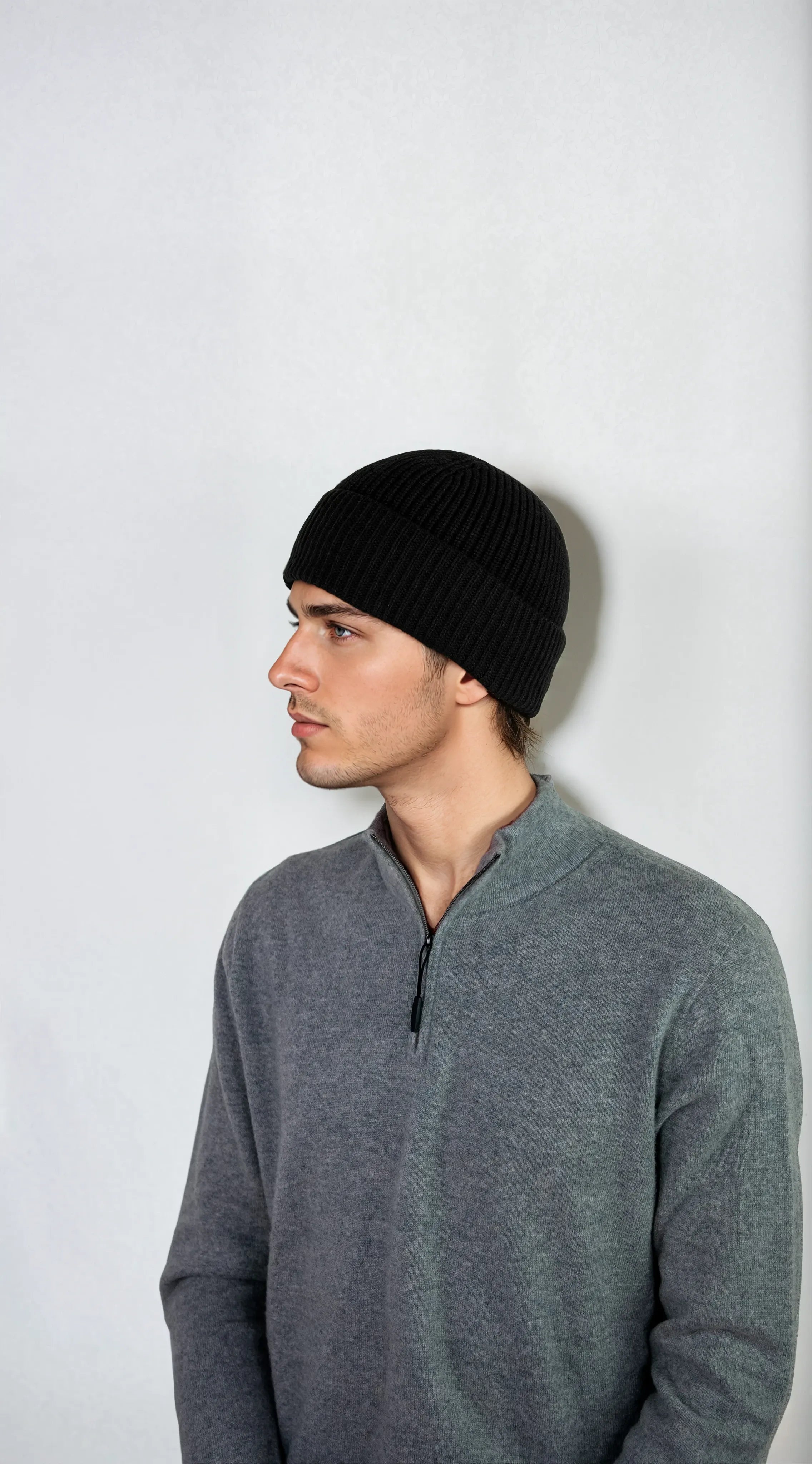 Ribbed cashmere beanie with extra crown room, designed in Telluride and made in the USA. A cozy unisex winter essential.