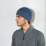 Ribbed cashmere beanie with extra crown room, designed in Telluride and made in the USA. A cozy unisex winter essential.