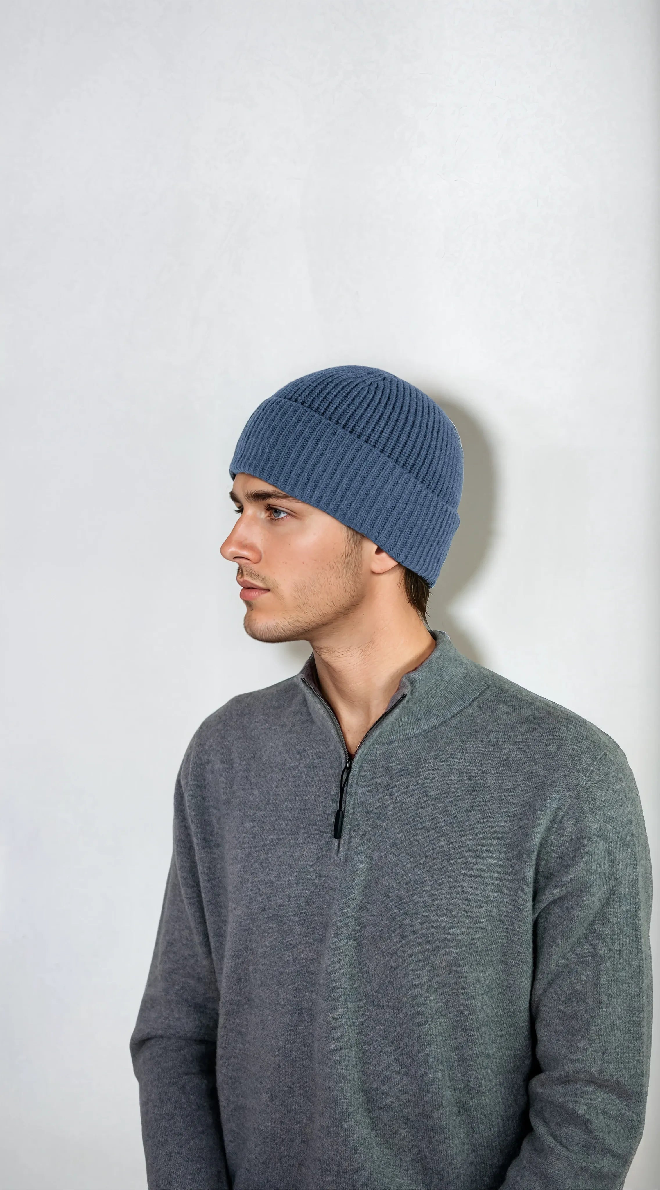 Ribbed cashmere beanie with extra crown room, designed in Telluride and made in the USA. A cozy unisex winter essential.