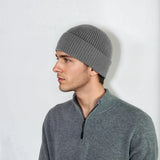 Ribbed cashmere beanie with extra crown room, designed in Telluride and made in the USA. A cozy unisex winter essential.