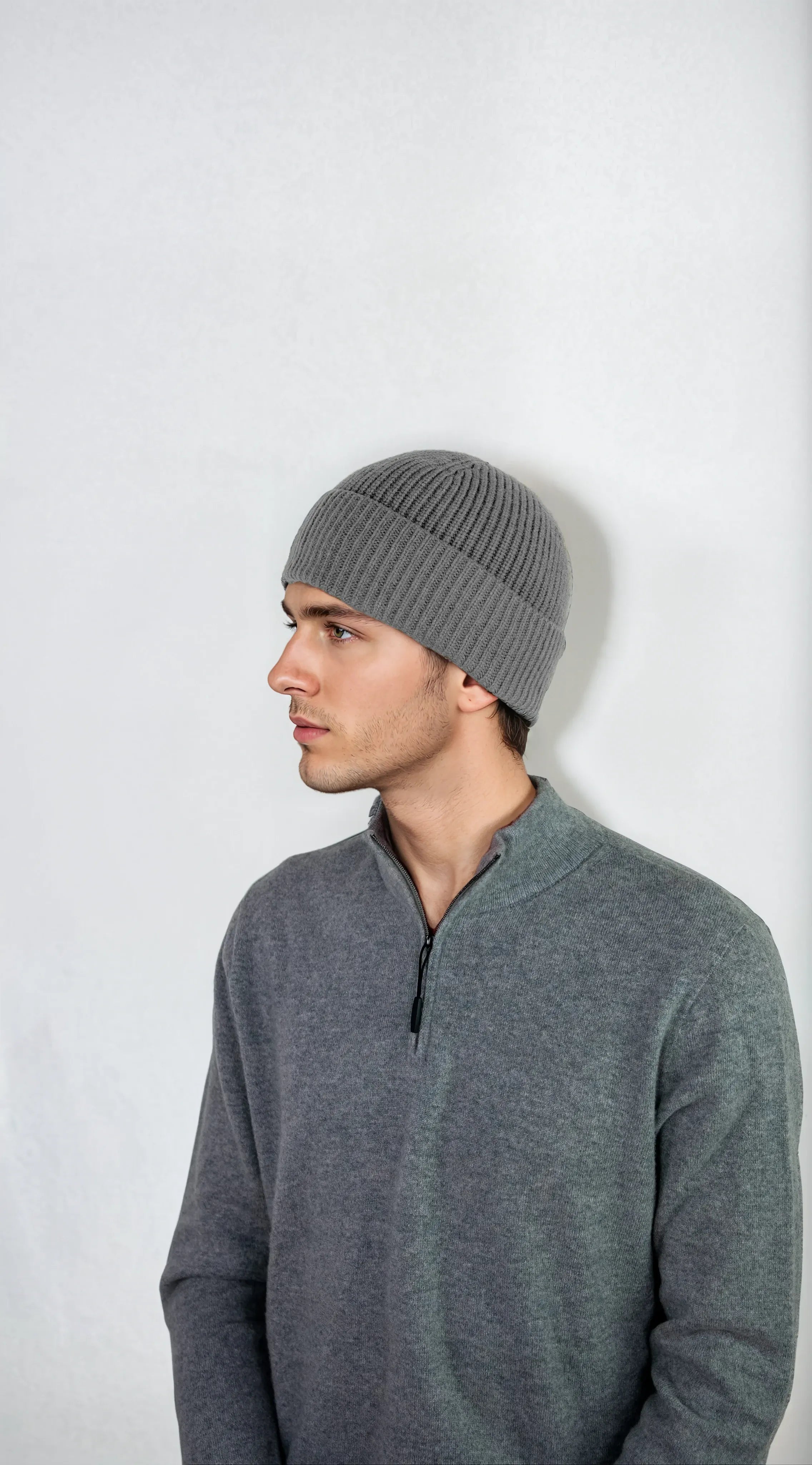 Ribbed cashmere beanie with extra crown room, designed in Telluride and made in the USA. A cozy unisex winter essential.
