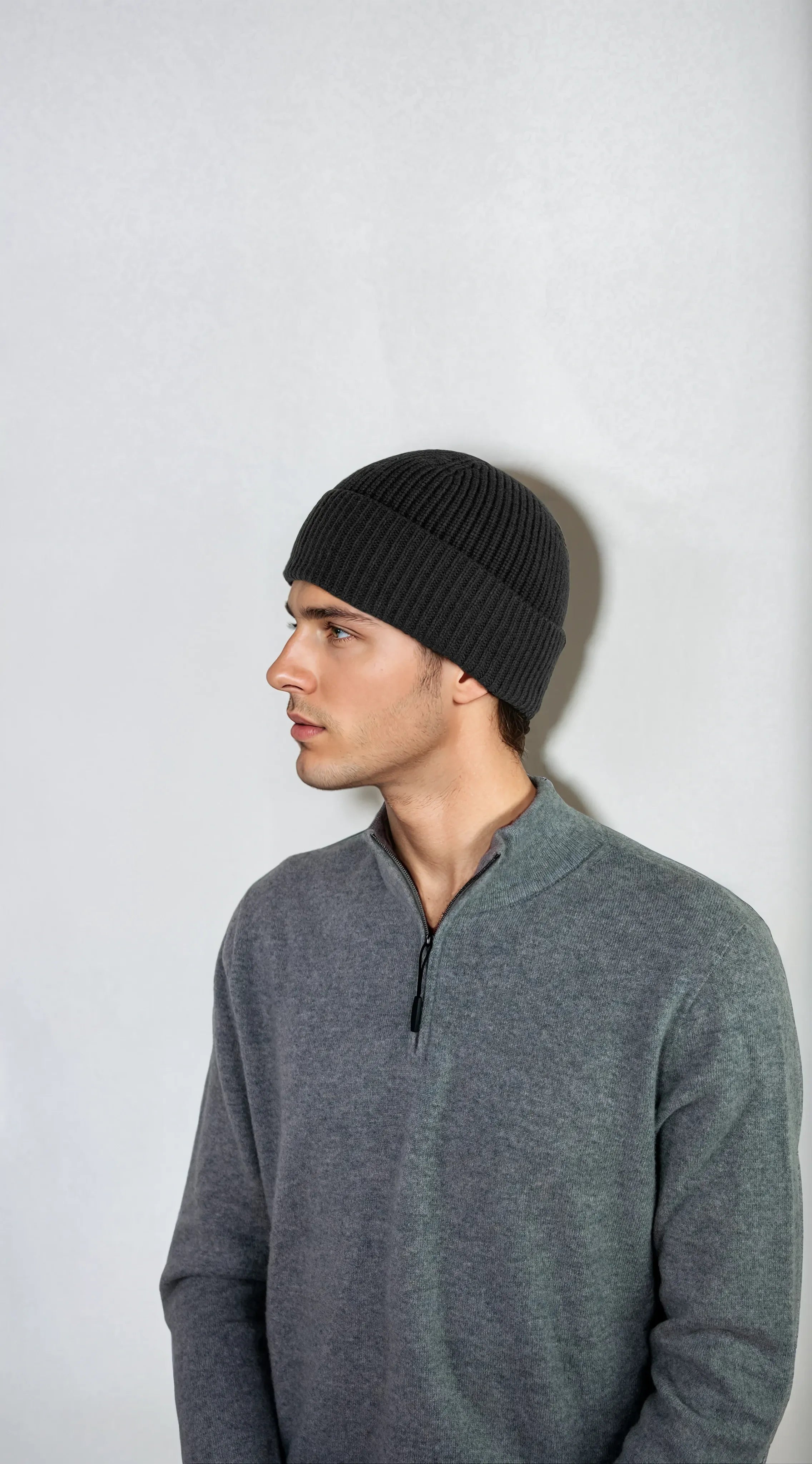 Ribbed cashmere beanie with extra crown room, designed in Telluride and made in the USA. A cozy unisex winter essential.