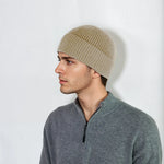 Ribbed cashmere beanie with extra crown room, designed in Telluride and made in the USA. A cozy unisex winter essential.