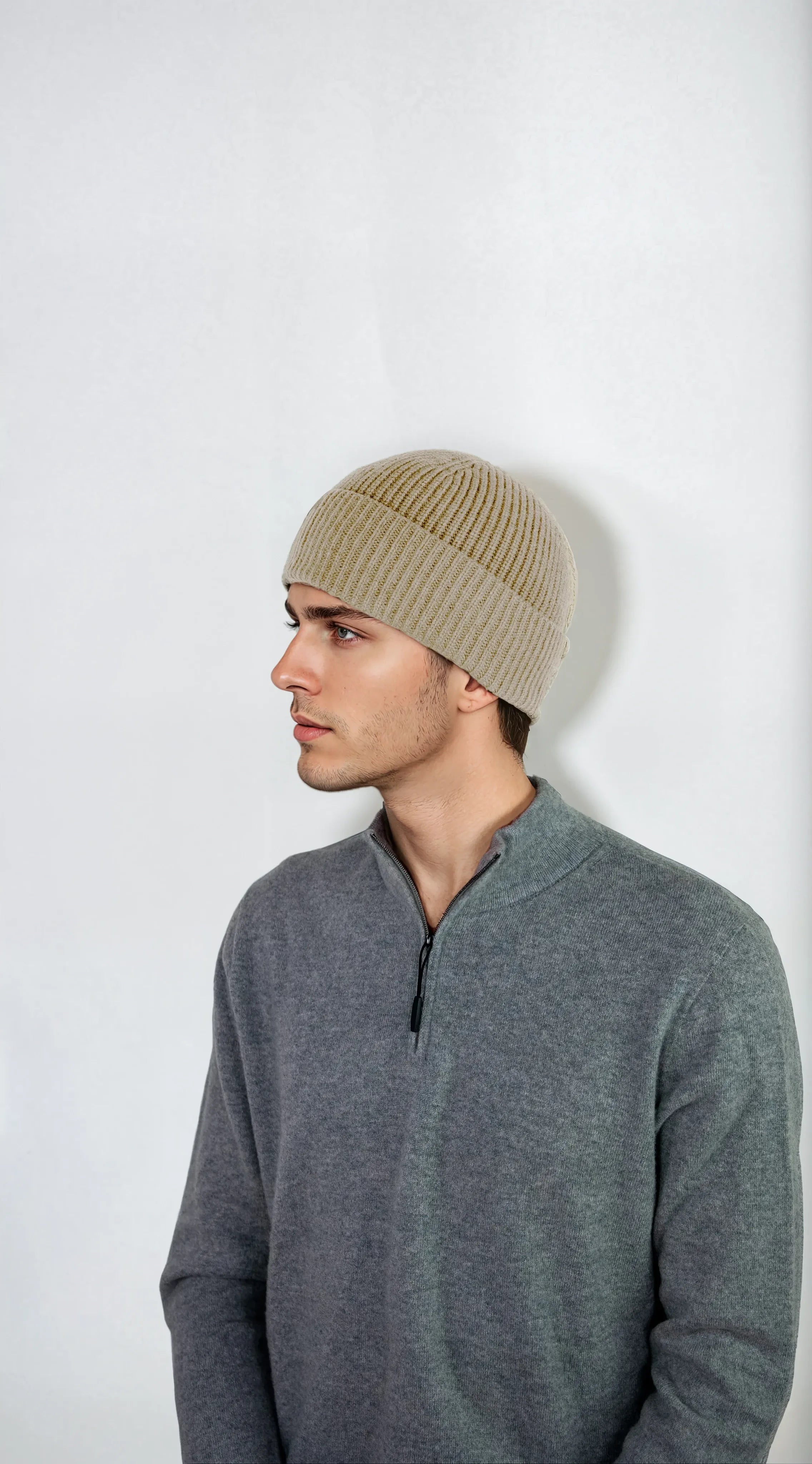 Ribbed cashmere beanie with extra crown room, designed in Telluride and made in the USA. A cozy unisex winter essential.
