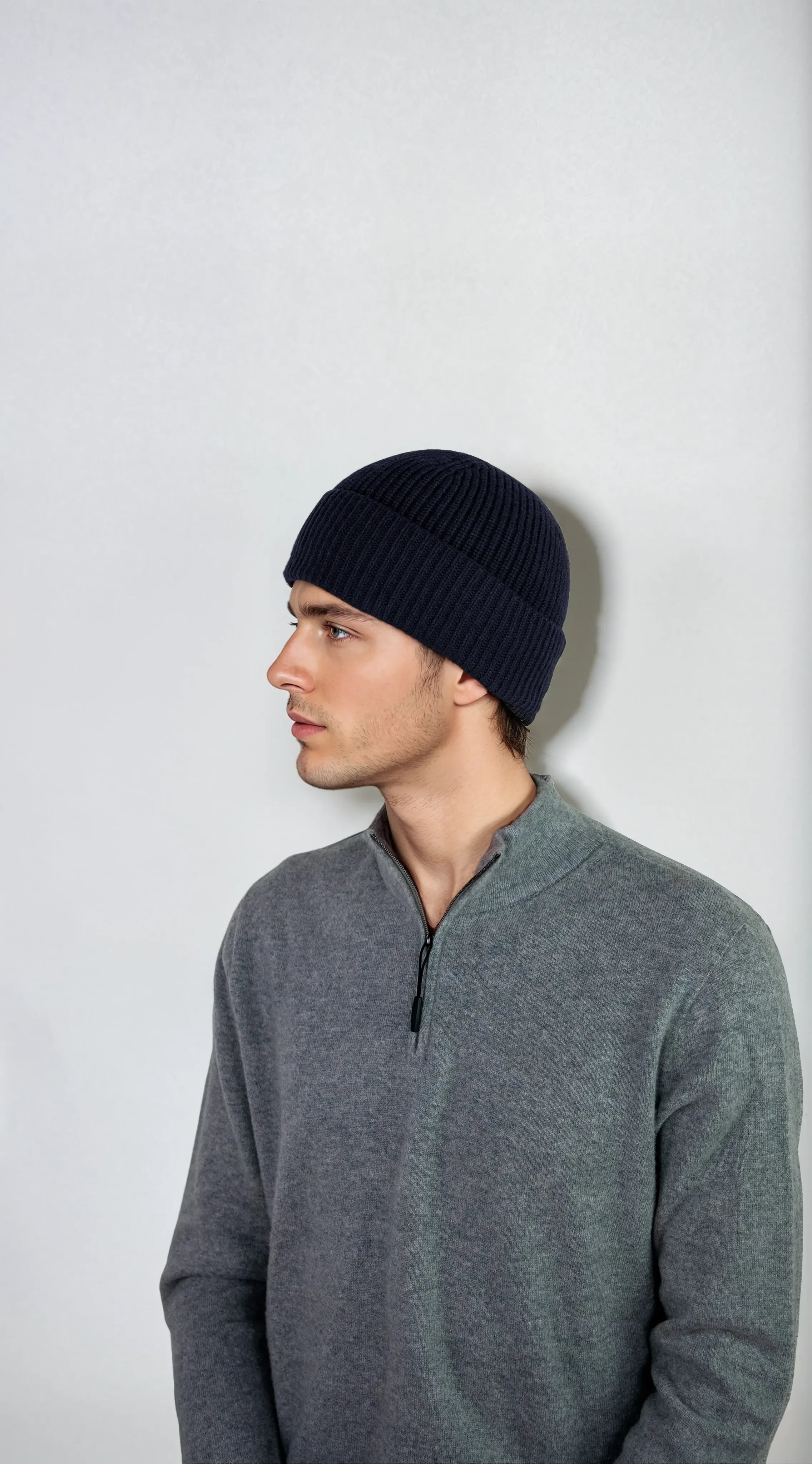 Ribbed cashmere beanie with extra crown room, designed in Telluride and made in the USA. A cozy unisex winter essential.
