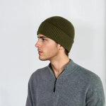 Ribbed cashmere beanie with extra crown room, designed in Telluride and made in the USA. A cozy unisex winter essential.