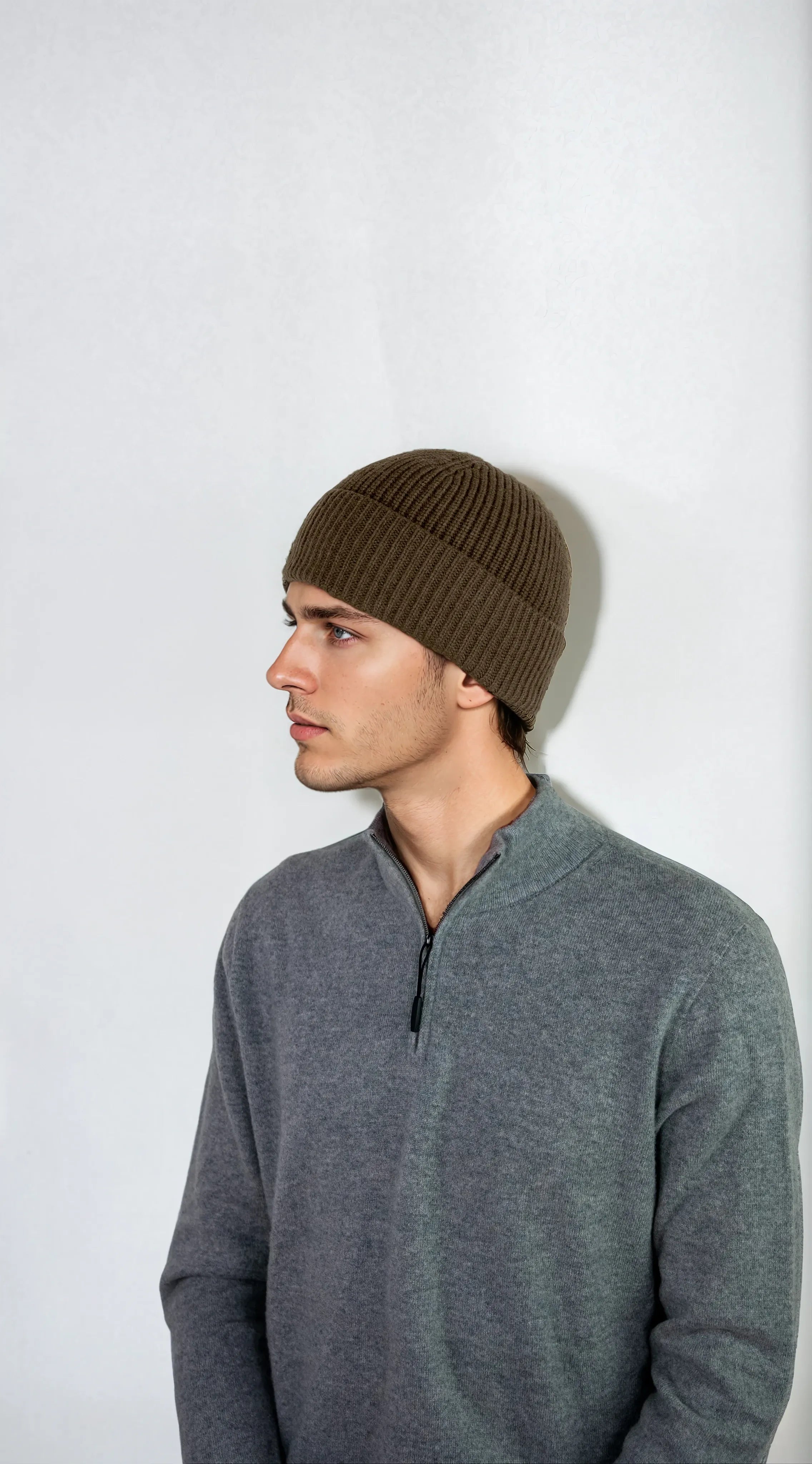 Ribbed cashmere beanie with extra crown room, designed in Telluride and made in the USA. A cozy unisex winter essential.