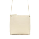 Women's small leather crossbody pouch by B.May in eggshell pebbled leather