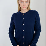 Classic navy blue cashmere Scottish cashmere sweater designed in Telluride and made in the USA. A versatile first layer for any wardrobe.
