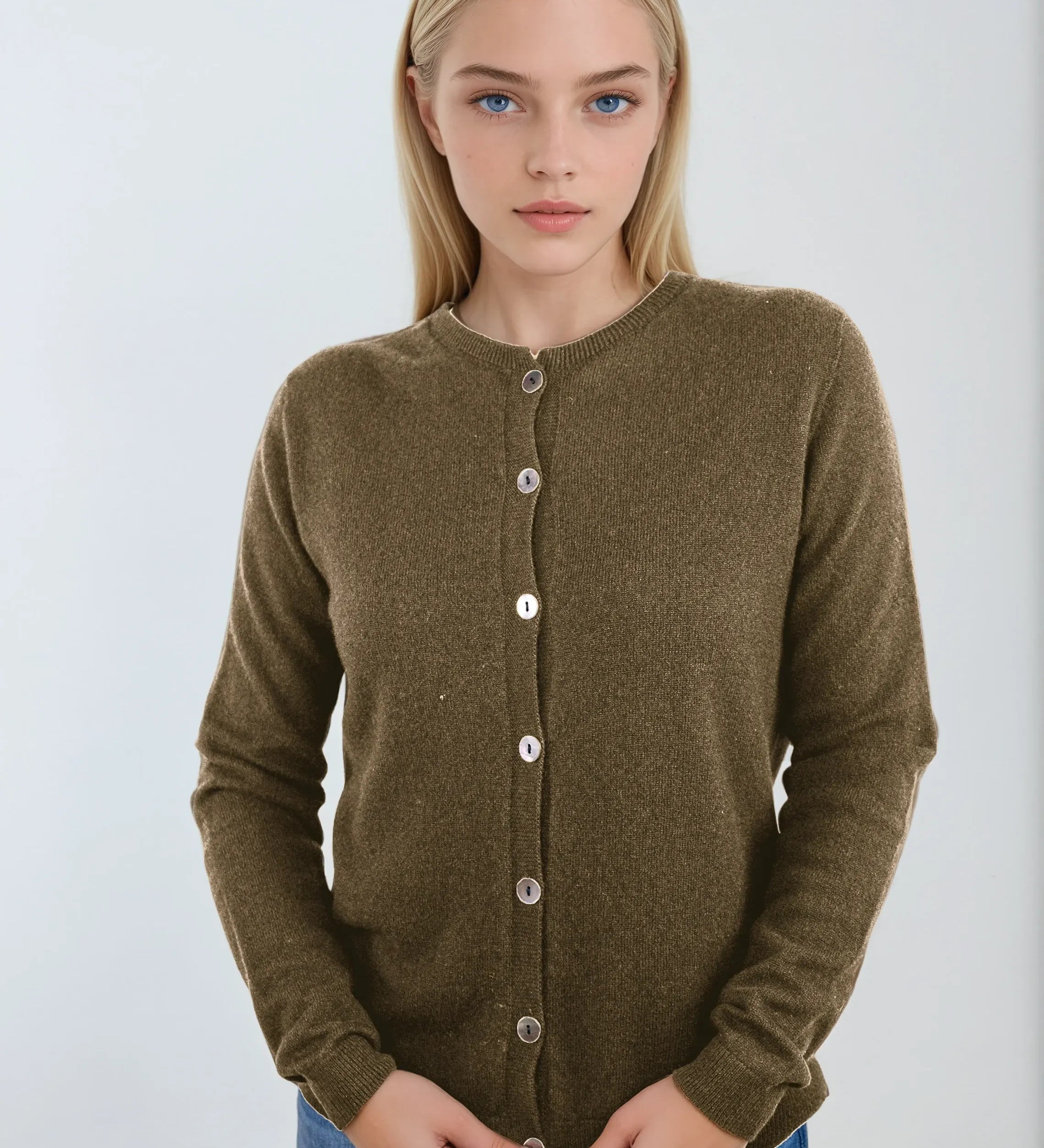 Classic black natural brown cashmere Scottish cashmere sweater designed in Telluride and made in the USA. A versatile first layer for any wardrobe.