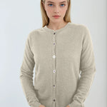 Classic off-white cashmere Scottish cashmere sweater designed in Telluride and made in the USA. A versatile first layer for any wardrobe.
