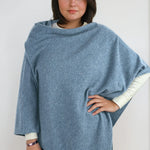 pale blue cashmere Scottish cashmere poncho designed in Telluride and made in the USA. A versatile, elegant winter wrap for all body types.