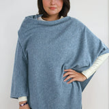 pale blue cashmere Scottish cashmere poncho designed in Telluride and made in the USA. A versatile, elegant winter wrap for all body types.
